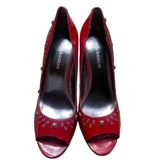 Enzo Angiolini Candy Apple Red Studded Peep Toes - Picture 10 of 16
